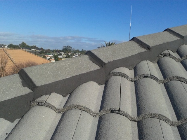 Repoint concrete ridge tiles